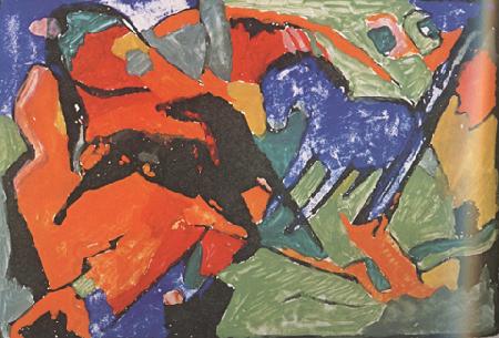 Franz Marc Two Horses (mk34) oil painting picture